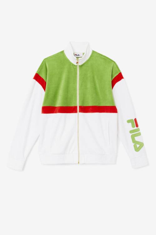 Fila Mansur Velour Miesten Takki Valkoinen Vihreä Punainen | Fila791LB