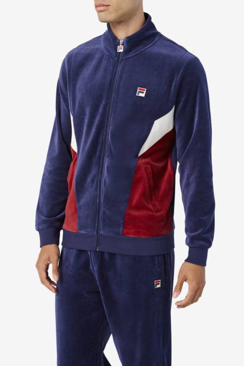 Fila Marten Velour Miesten Takki Laivastonsininen Valkoinen | Fila193AB