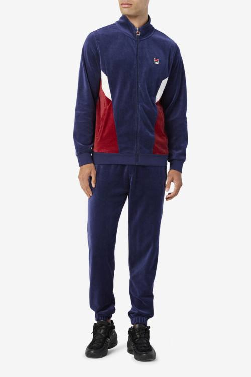 Fila Marten Velour Miesten Takki Laivastonsininen Valkoinen | Fila193AB