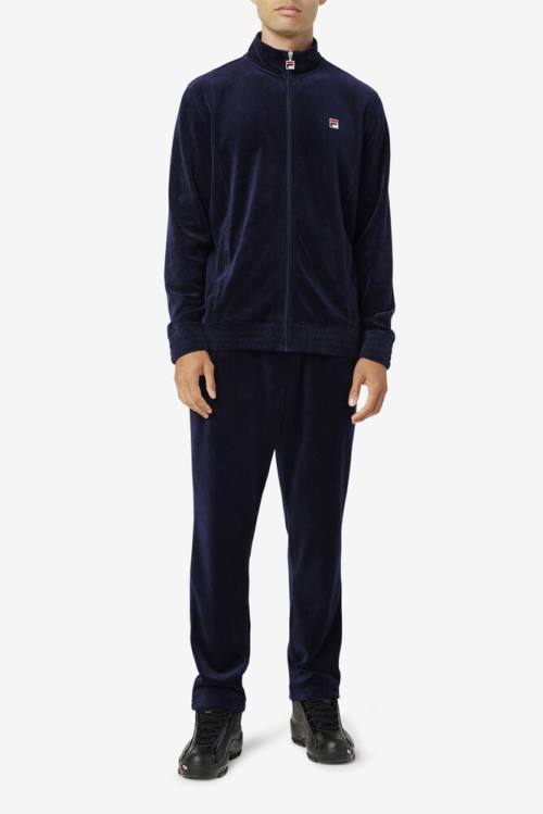 Fila O-fit Velour Miesten Housut Laivastonsininen Punainen | Fila309TG