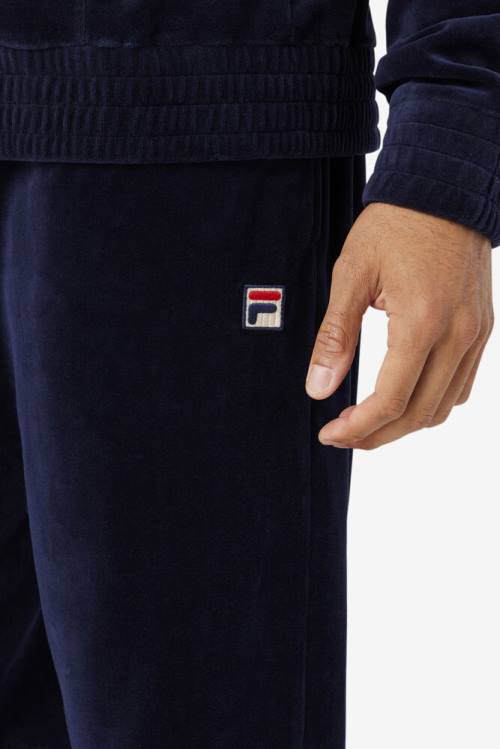 Fila O-fit Velour Miesten Housut Laivastonsininen Punainen | Fila309TG
