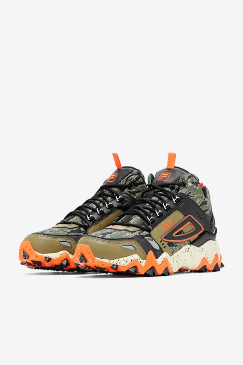 Fila Oakmont Tr Mid Camo Miesten Saappaat Oliivinvihreä Mustat Punainen Oranssi | Fila462JY