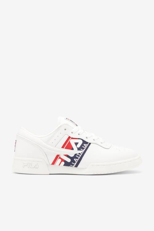 Fila Original Fitness Miesten Logo Tape Tennarit Valkoinen Laivastonsininen Punainen | Fila340CH
