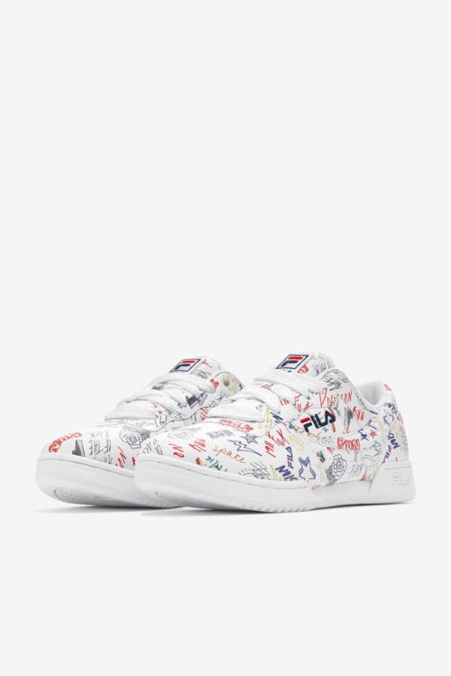 Fila Original Fitness Miesten Scribbles Tennarit Valkoinen Laivastonsininen Monivärinen | Fila325IU
