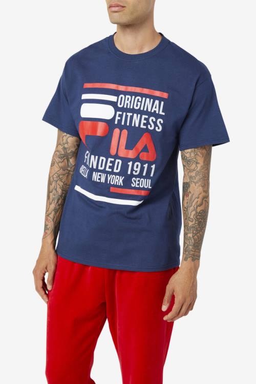 Fila Original Fitness Tee Miesten T Paidat Laivastonsininen Punainen Valkoinen | Fila130JH