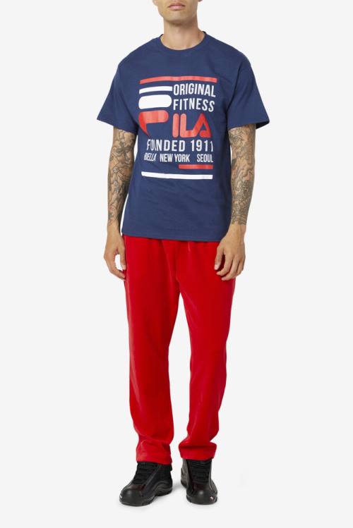 Fila Original Fitness Tee Miesten T Paidat Laivastonsininen Punainen Valkoinen | Fila130JH