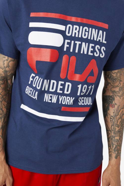 Fila Original Fitness Tee Miesten T Paidat Laivastonsininen Punainen Valkoinen | Fila130JH