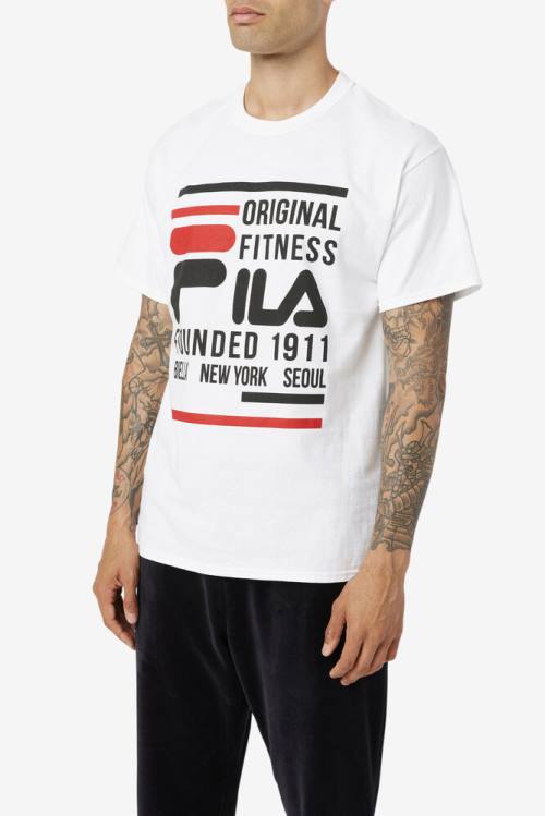Fila Original Fitness Tee Miesten T Paidat Valkoinen Mustat Punainen | Fila301DU