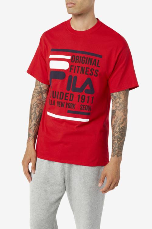 Fila Original Fitness Tee Miesten T Paidat Punainen Laivastonsininen Valkoinen | Fila427ZW