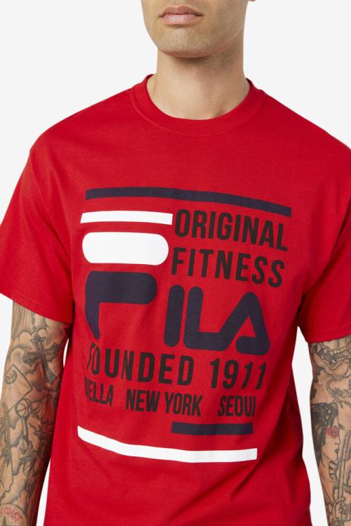 Fila Original Fitness Tee Miesten T Paidat Punainen Laivastonsininen Valkoinen | Fila427ZW