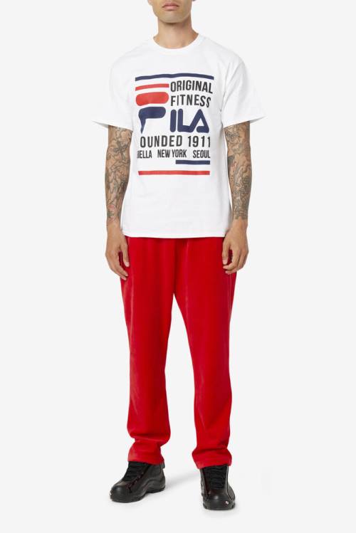 Fila Original Fitness Tee Miesten T Paidat Valkoinen Laivastonsininen Punainen | Fila721KN