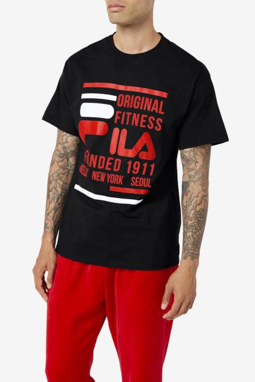 Fila Original Fitness Tee Miesten T Paidat Mustat Punainen Valkoinen | Fila810CX