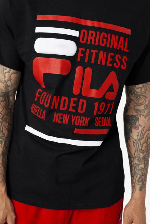 Fila Original Fitness Tee Miesten T Paidat Mustat Punainen Valkoinen | Fila810CX