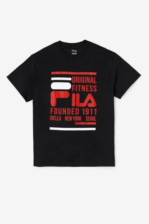 Fila Original Fitness Tee Miesten T Paidat Mustat Punainen Valkoinen | Fila810CX
