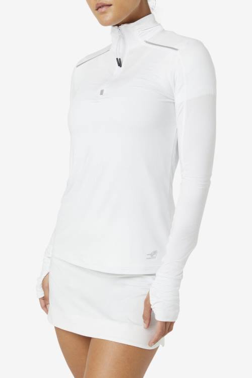 Fila Pickleball 1/4 Zip Long Sleeve Naisten T Paidat Valkoinen | Fila514ZA