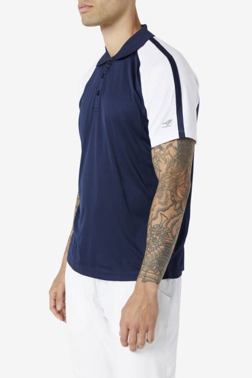 Fila Pickleball Miesten Pikeepaita Laivastonsininen Valkoinen | Fila543EY