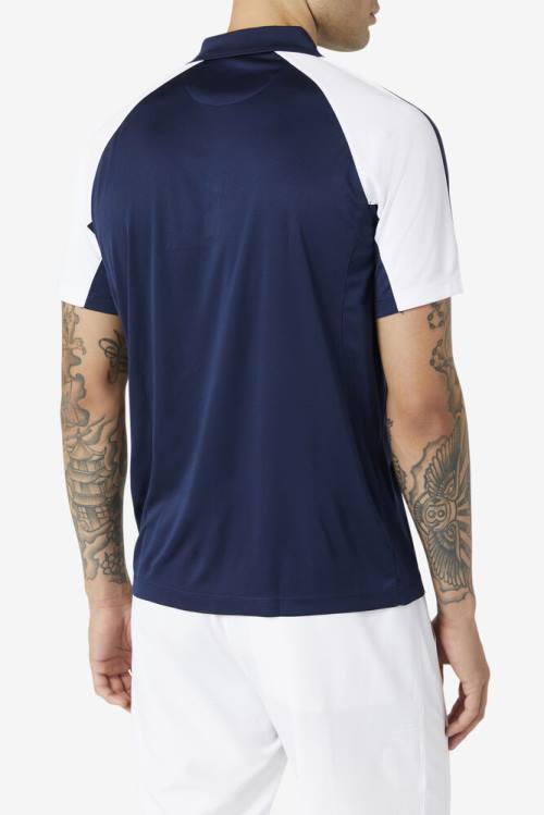 Fila Pickleball Miesten Pikeepaita Laivastonsininen Valkoinen | Fila543EY