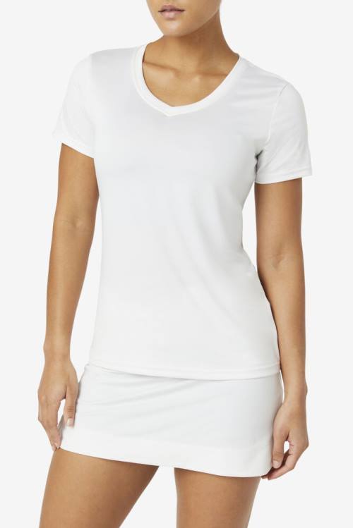 Fila Pickleball Silky V-neck Naisten T Paidat Valkoinen | Fila017AM