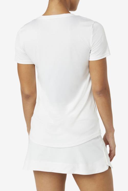 Fila Pickleball Silky V-neck Naisten T Paidat Valkoinen | Fila017AM