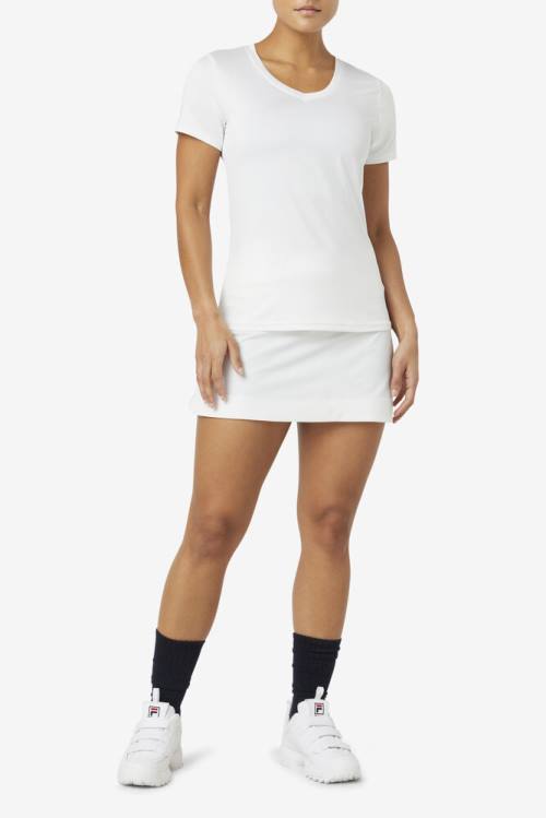 Fila Pickleball Silky V-neck Naisten T Paidat Valkoinen | Fila017AM