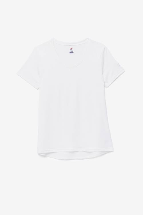 Fila Pickleball Silky V-neck Naisten T Paidat Valkoinen | Fila017AM