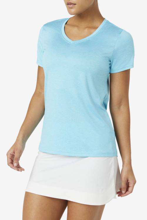 Fila Pickleball Silky V-neck Naisten T Paidat Vaaleansininen | Fila153RV
