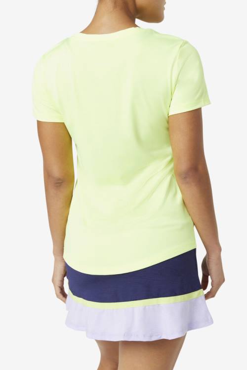 Fila Pickleball Silky V-neck Naisten T Paidat Keltainen | Fila631CL