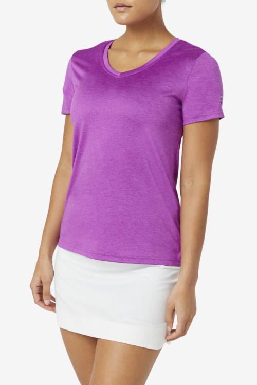 Fila Pickleball Silky V-neck Naisten T Paidat Violetit Vihreä | Fila982AQ