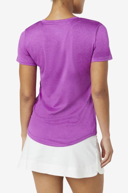 Fila Pickleball Silky V-neck Naisten T Paidat Violetit Vihreä | Fila982AQ