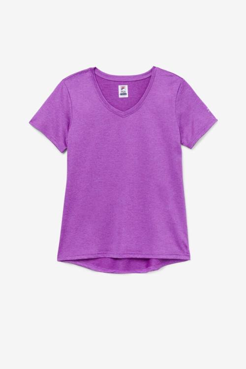 Fila Pickleball Silky V-neck Naisten T Paidat Violetit Vihreä | Fila982AQ
