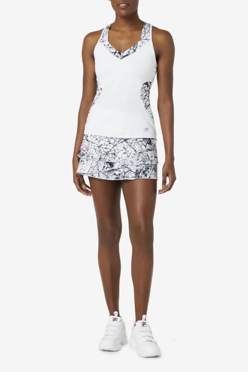 Fila Pickleball Tiered Printed Skort Naisten Hameet Valkoinen | Fila214UM