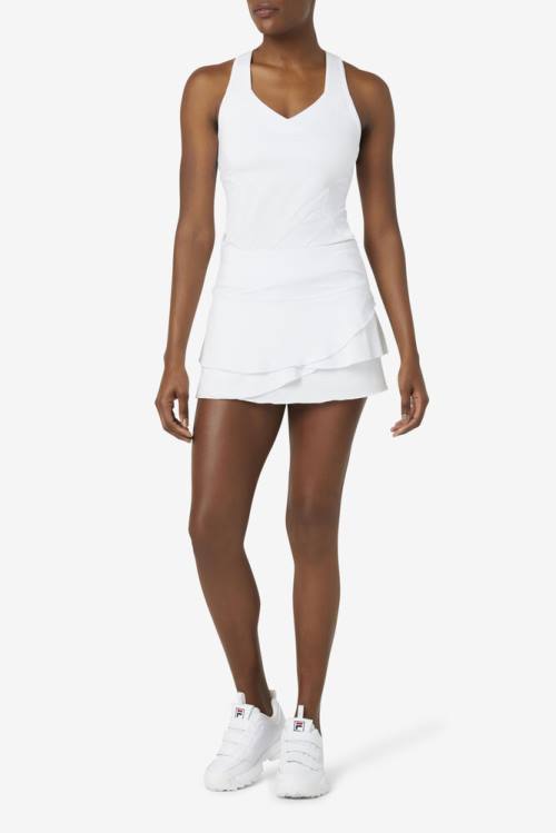Fila Pickleball Tiered Printed Skort Naisten Hameet Valkoinen | Fila485HT