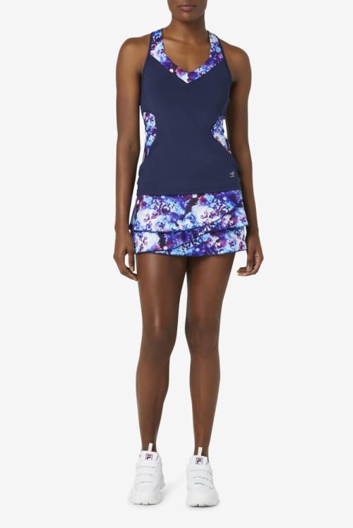 Fila Pickleball Tiered Printed Skort Naisten Hameet Laivastonsininen | Fila946PN