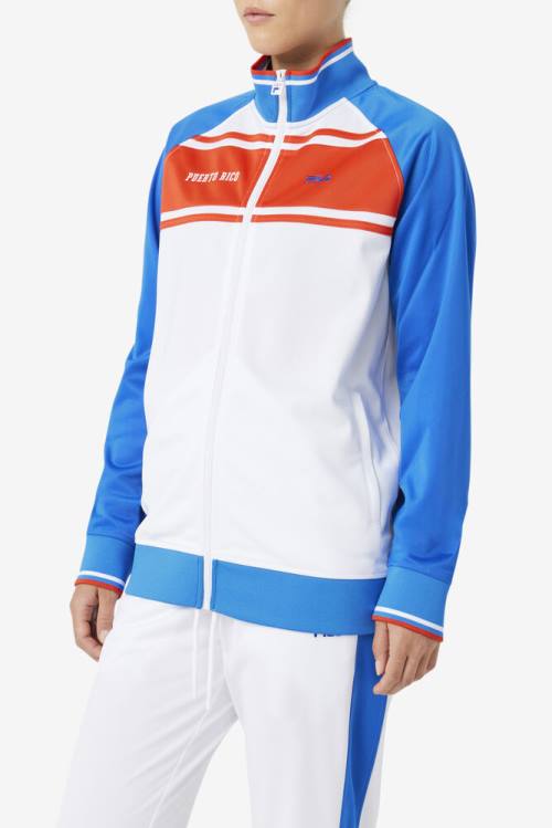 Fila Puerto Rico Track Naisten Takki Valkoinen Sininen Punainen | Fila910QP