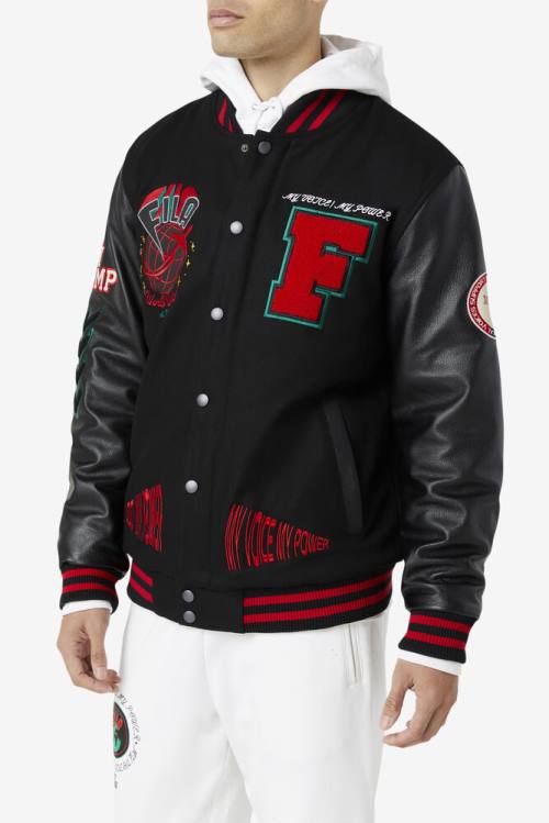 Fila Raddix Varsity Miesten Takki Mustat Punainen Vihreä | Fila504HZ