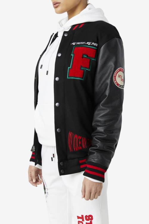 Fila Raddix Varsity Miesten Takki Mustat Punainen Vihreä | Fila504HZ