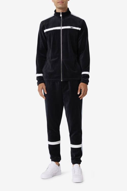Fila Ravid Velour Miesten Housut Mustat Valkoinen | Fila014KB