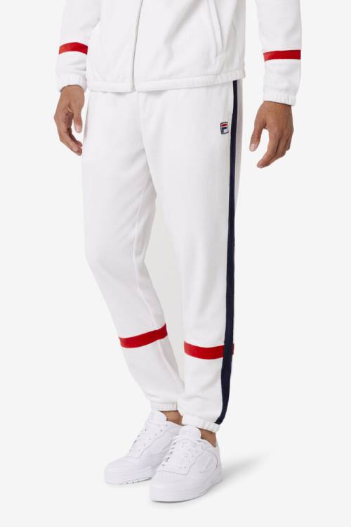 Fila Ravid Velour Miesten Housut Valkoinen Laivastonsininen Punainen | Fila814SJ