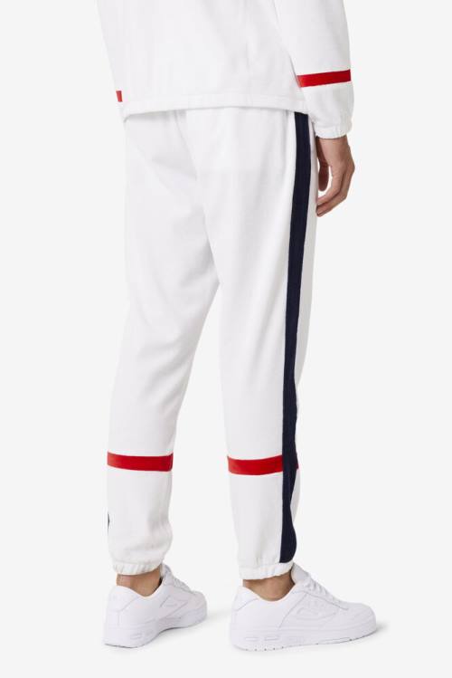 Fila Ravid Velour Miesten Housut Valkoinen Laivastonsininen Punainen | Fila814SJ