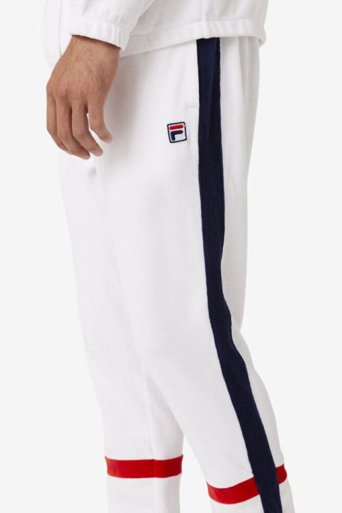 Fila Ravid Velour Miesten Housut Valkoinen Laivastonsininen Punainen | Fila814SJ