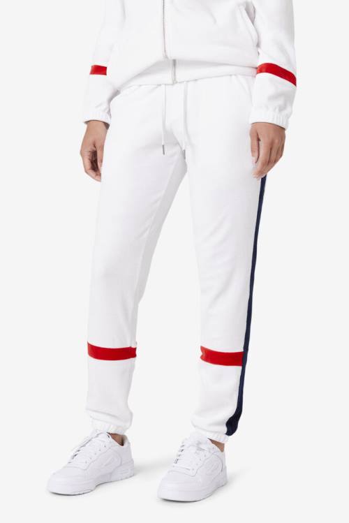 Fila Ravid Velour Miesten Housut Valkoinen Laivastonsininen Punainen | Fila814SJ