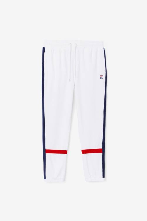 Fila Ravid Velour Miesten Housut Valkoinen Laivastonsininen Punainen | Fila814SJ