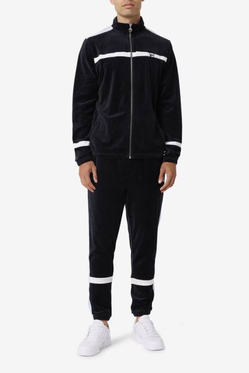 Fila Ravid Velour Miesten Takki Mustat Valkoinen | Fila594ZA