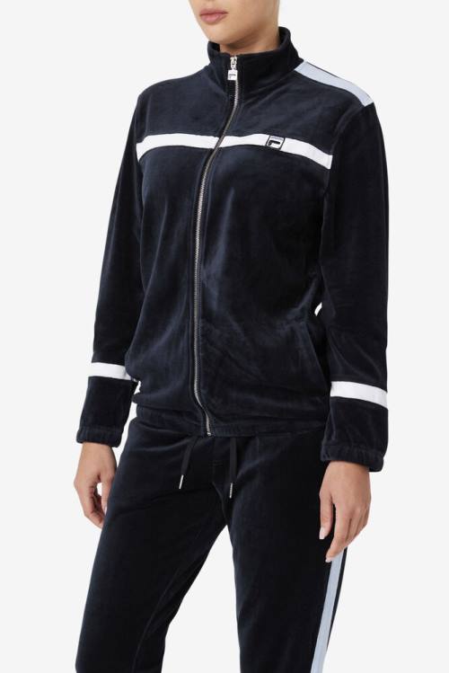 Fila Ravid Velour Miesten Takki Mustat Valkoinen | Fila594ZA