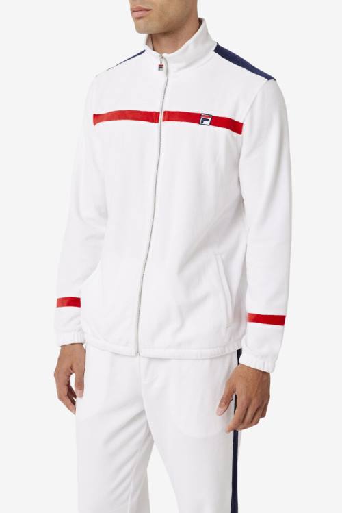 Fila Ravid Velour Miesten Takki Valkoinen Punainen Laivastonsininen | Fila862CX