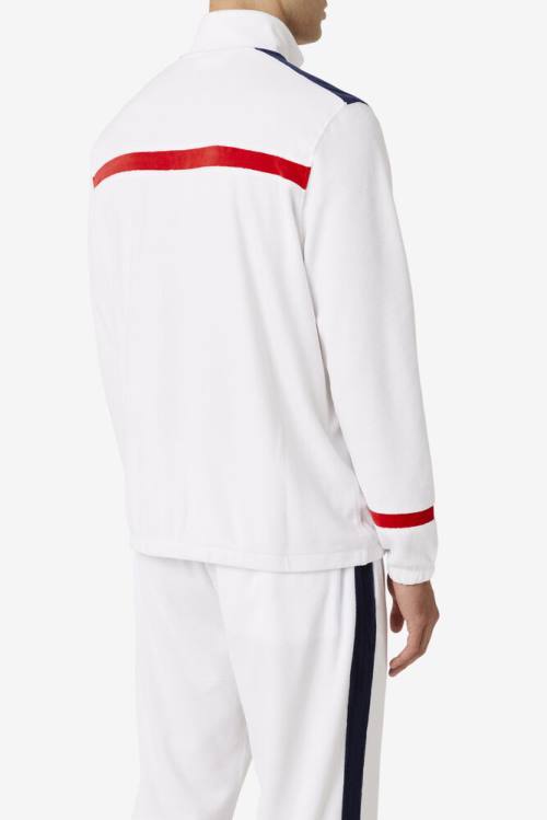 Fila Ravid Velour Miesten Takki Valkoinen Punainen Laivastonsininen | Fila862CX