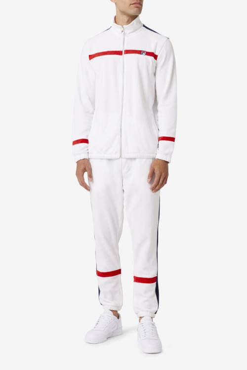 Fila Ravid Velour Miesten Takki Valkoinen Punainen Laivastonsininen | Fila862CX
