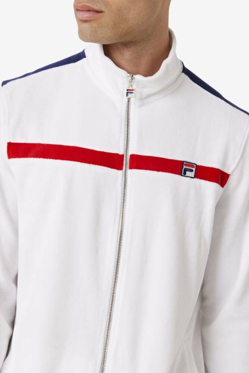 Fila Ravid Velour Miesten Takki Valkoinen Punainen Laivastonsininen | Fila862CX