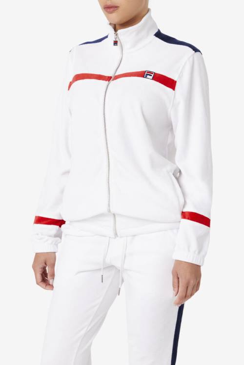 Fila Ravid Velour Miesten Takki Valkoinen Punainen Laivastonsininen | Fila862CX