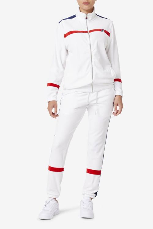 Fila Ravid Velour Miesten Takki Valkoinen Punainen Laivastonsininen | Fila862CX